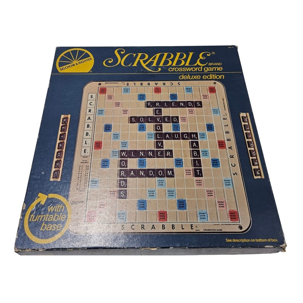 Scrabble Deluxe Edition Board Game Selchow & Righter 1982 Turntable Base No 71